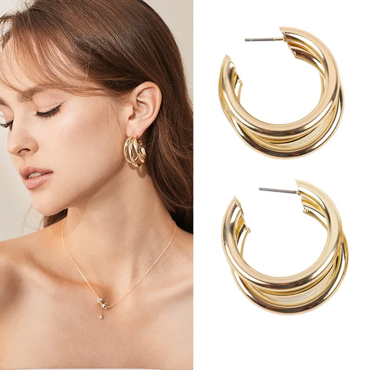 

Multilayer Tube Geometry Stud Earrings Online Celebrity Celebrity Style Simple Geometry