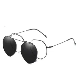 Новые металлические оправа для миопии пара стильных солнцезащитных очков винтажные очки поляризованные солнцезащитные очки Зажим для