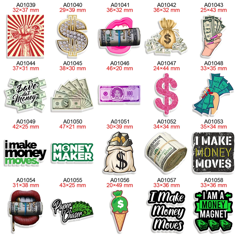 

Плоские кабошоны из акриловой смолы с принтом долларов, 30 шт./лот