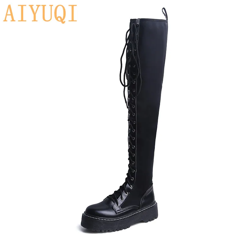 

AIYUQI 2019 autumn new high-heeled women's knee boots thick heel zipper skinny legs fashion long boots women