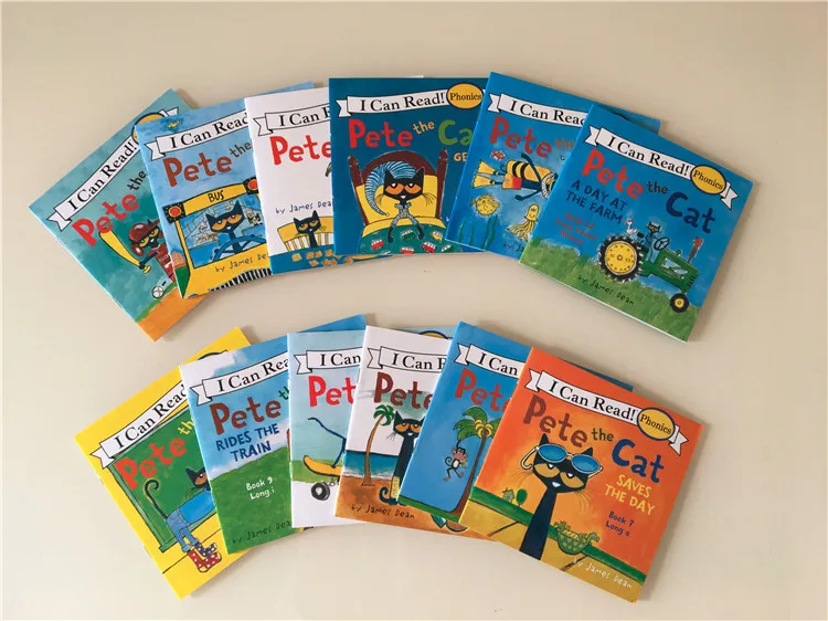

12 Book/Set I Can Read The Pete Cat English Books For Kids Story Book Educational Toys For Children Pocket Reading Book 13x13CM