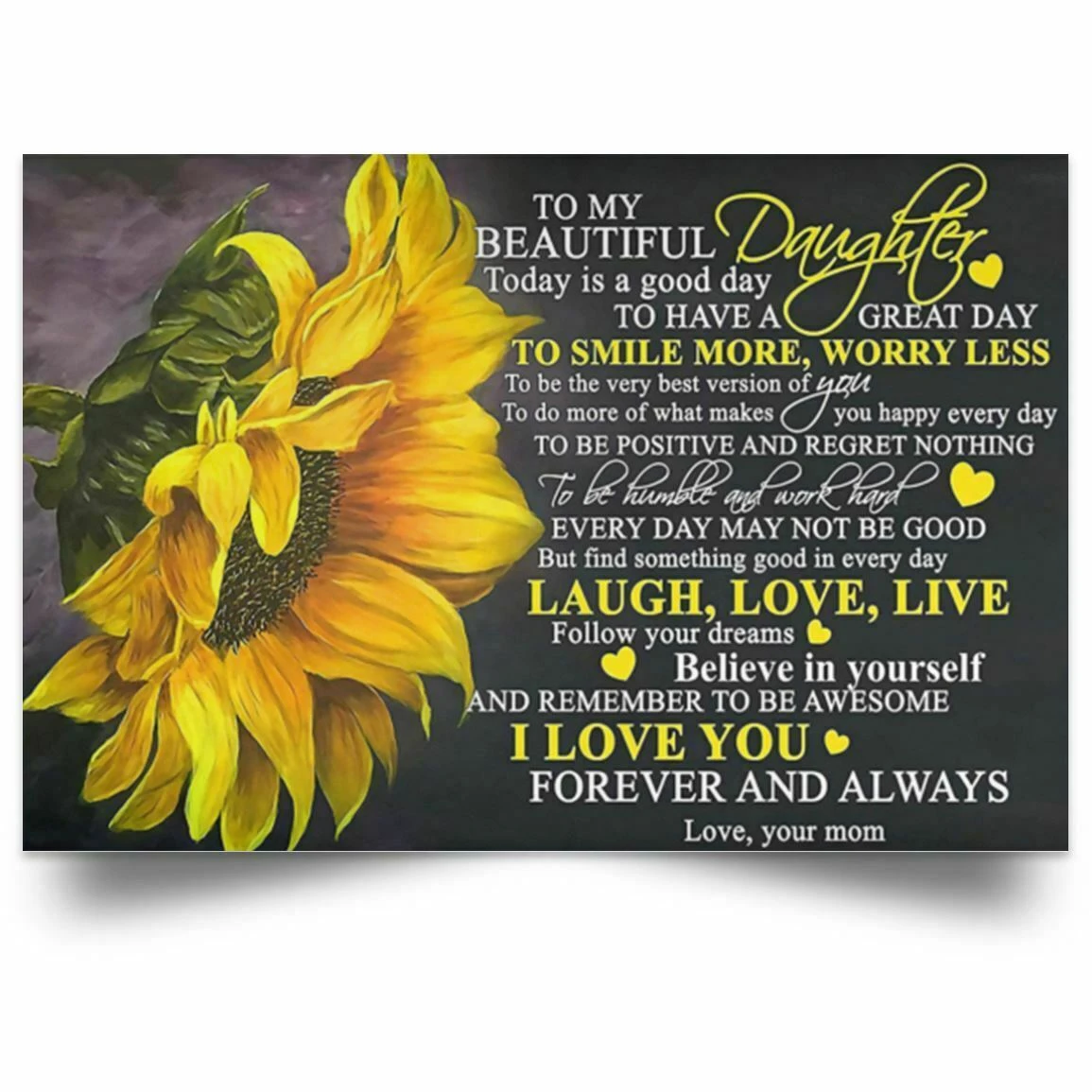 Affiche Tournesol A Ma Belle Fille Je T Aime Citation De Motivation Affiche D Art En Soie Papier Peint De Decoration De Maison Aliexpress