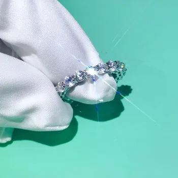 

TSHOU59 women 925 silver wedding ring TIFF 925 Crystal zircon single row inlay ring