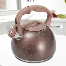 3L нержавеющая сталь с деревянной ручкой для газовая плита индукционная плитка автоматический свист анти ожоги чайник теплоизоляция