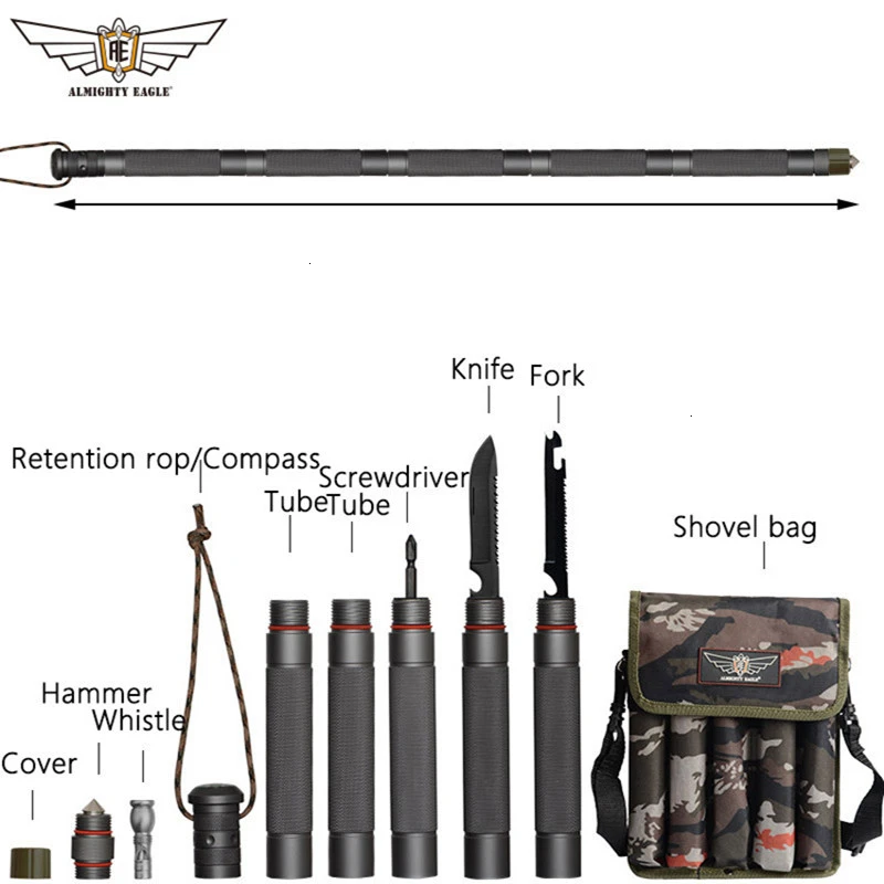 XC Multifunction Camping Hiking Walking Sticks Alpenstock Outdoor Aluminum Alloy Defense Tactical Stick Portable Camping Tools  (1)