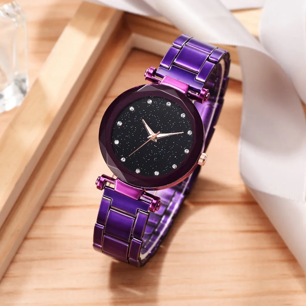 

Ladies Watch Fashion Simple Star Sky Multi Faceted Bump Dial Steel Belt Quartz orologio donna montre femme marque de luxe 2019