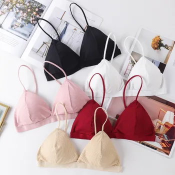 

5 Colors Deep V Wireless Bra French Style Bralette Sexy Lingerie Soft Women Bras Comfortable Cotton Crop Top Girl Brassier