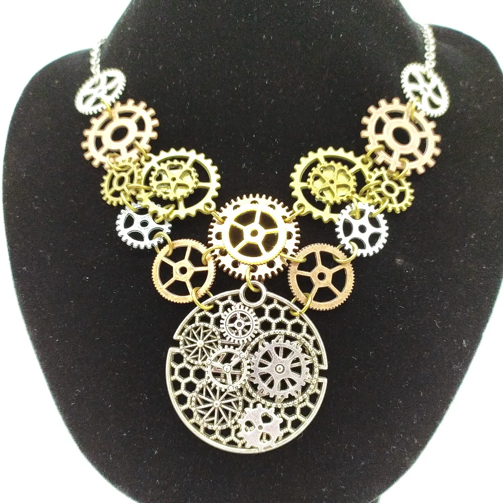 Cykopv Latest Development Vintage Industrial Machanical Multi Gears Steampunk Rich Choker Necklace for Women