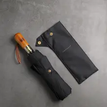  New Outdoor Foldable Umbrella Rain Women Luxury Wooden Handle Umbrella Men Business Japanese Style Automatic Umbrella Windproof 