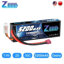 Zeee 5200mAh RC Lipo батарея 7,4 V 50C 2S RC батарея с штекером Deans для RC Evader лодка автомобиль грузовик Truggy Багги Танк вертолет