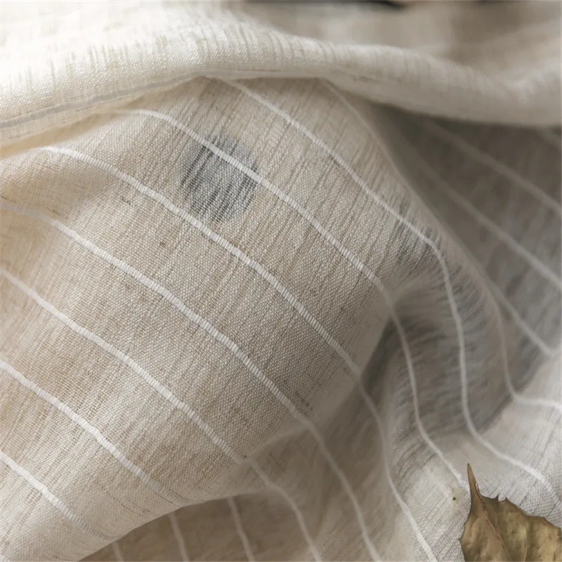 Высококачественные полосатые шторы из хлопка и льна, тюль для гостиной, Простой японский стиль, льняные занавески на окна, вуаль, W-HM129#30