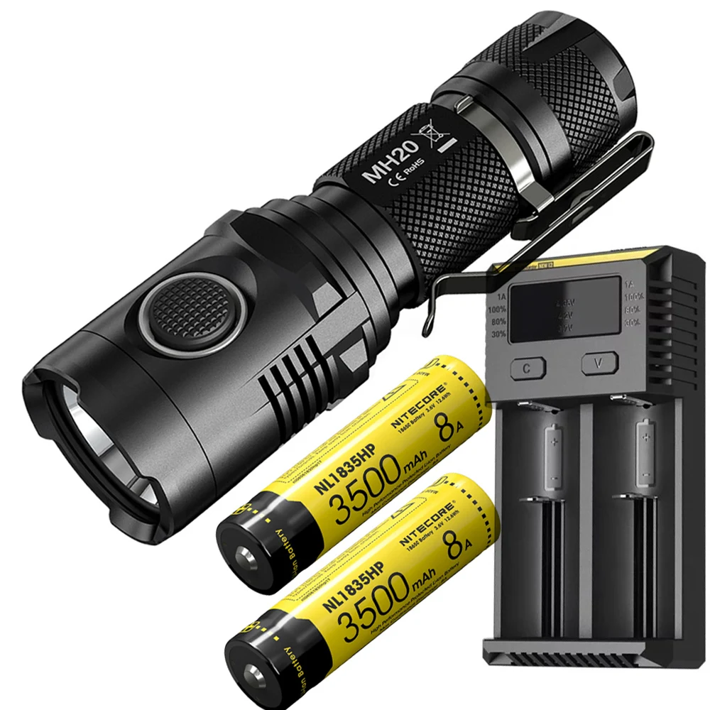 MH20 NL1835HP x 2 I2 NITECORE MH20 Micro-usb зарядка Flashilght CREE XM-L2 U2 max 1000 люмен луч бросок 220 м Открытый спортивный факел тактические огни - Испускаемый цвет: MH20 NL1835HP x 2 I2