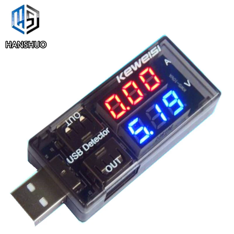 Тестер напряжения черный USB вольтметр амперметр двухрядный детектор новинка