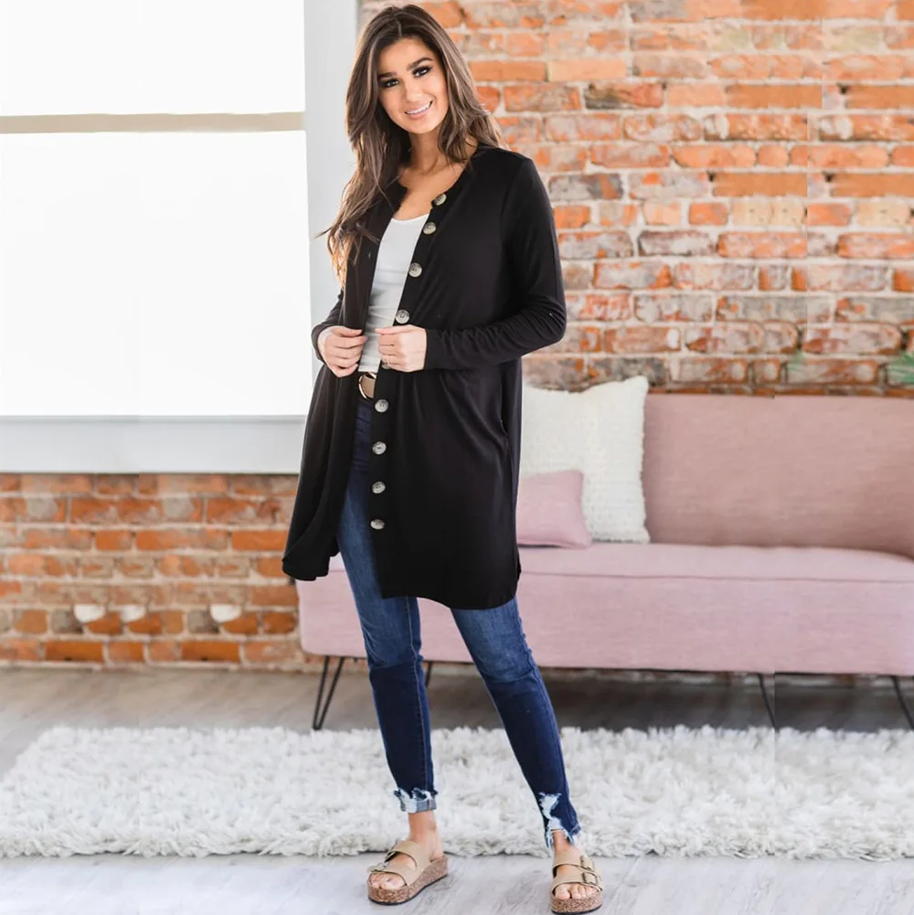 

Knitted Long Sleeved Cardigan 2020 Autumn and Winter Women's New Style V Neck Casual Single Breasted Blouse Sweater Female
