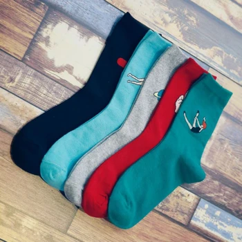 

Womens Girls Cotton Candy Color Long Funny Cartoon Pattern Socks Casual Winter