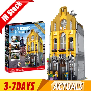 

3158 Pcs MOC 10003 Creator Ice Cream Parlor Corner Street View Model Modular Building Kits Blocks Bricks The Toys for Children