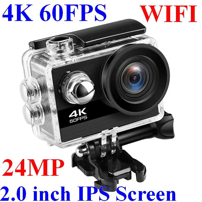 24MP Wifi Экшн-камера Ultra HD 4K 60fps 2,0 ''ips экран Спортивная камера 170D подводная Go Водонепроницаемая профессиональная спортивная DV DVR камера