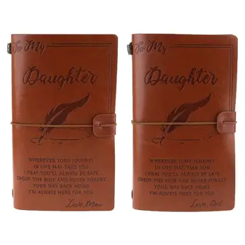 

1 PC Vintage Engraved Faux Leather Journal Notebook Diary My Dad Mom Travel Notepad