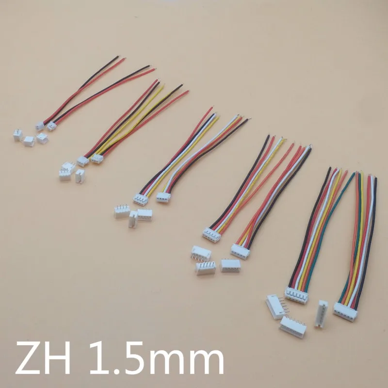 10sets SH1.0 JST1.25 ZH1.5 PH2.0 XH2.54 konektor female+male 2/3/4/5/6/7/8/9/10P kolíček s kabel 10/20/30cm