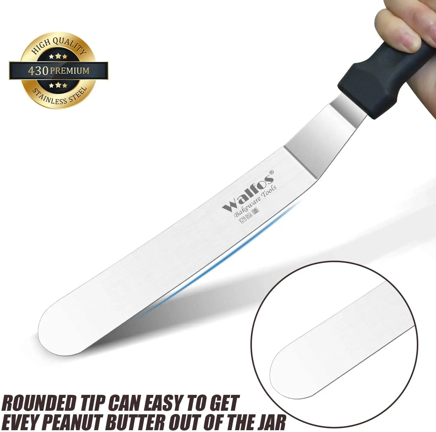 Walfos Stainless Steel Cake Spatula Butter Cream Icing Frosting Knife for Cake Smoother Kitchen Pastry Fondant Decoration Tools