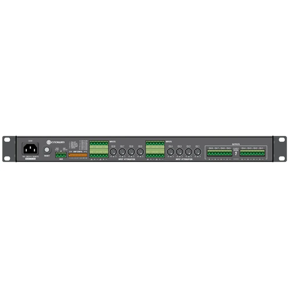 크라운 오디오 8 채널 랙 마운트 파워 앰프, CT8150, 8 옴에서 125W 채널