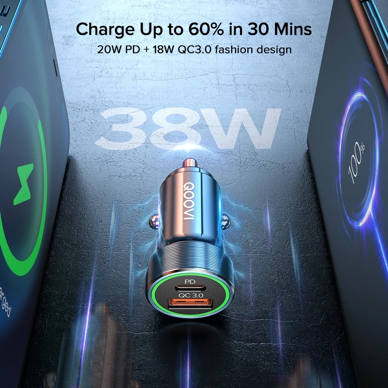 PD USB C Car Charger Quick Charge 4.0 3.0 38W Fast Charging For iPhone 13 12 XS X XR 8 7 Xiaomi QC4.0 QC3.0 Type C Phone Charger mobile phone chargers