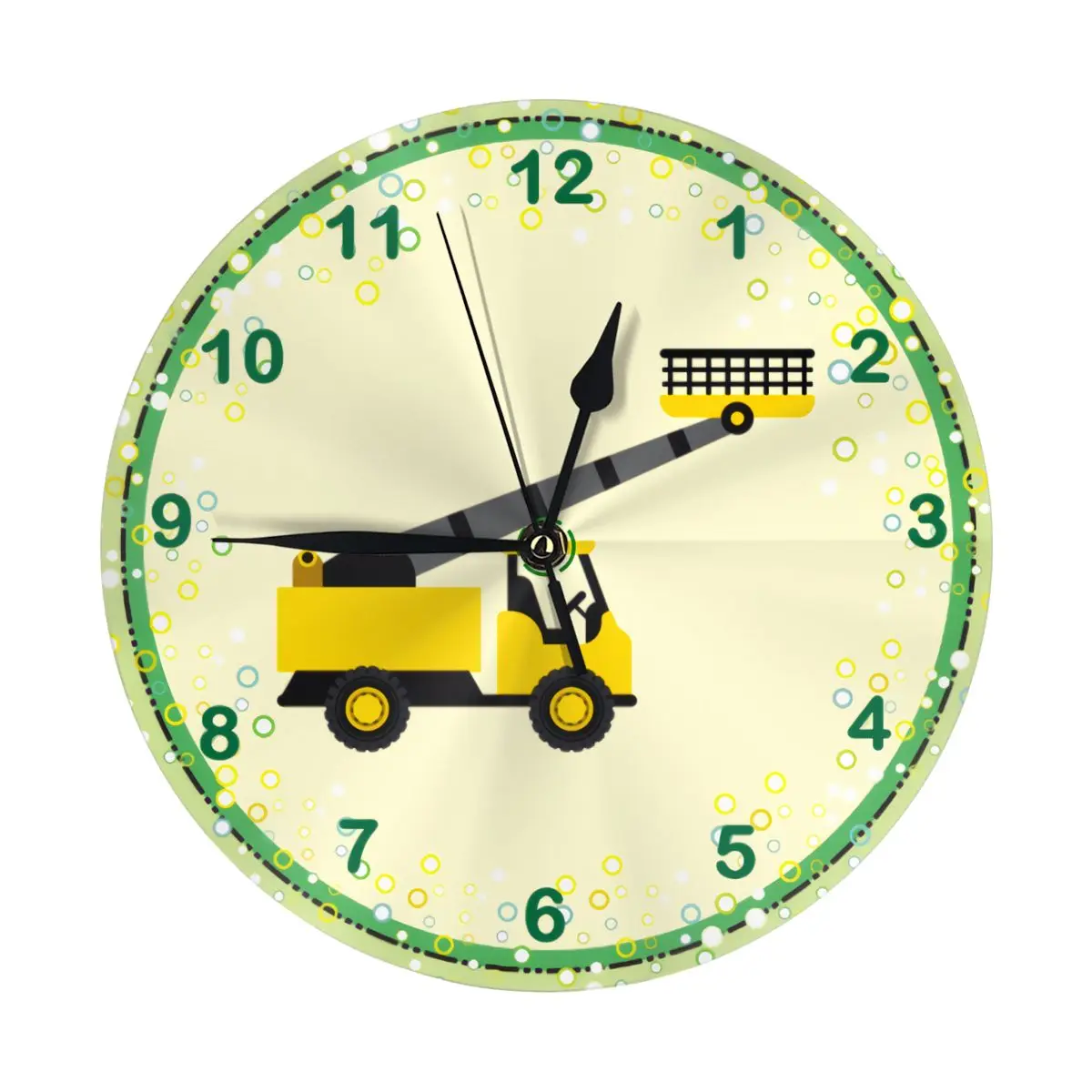 

Ladder Truck Round Wall Clock 10 Inch Silent Non Ticking Battery Operated For Living Room Kitchen Bedroom Office