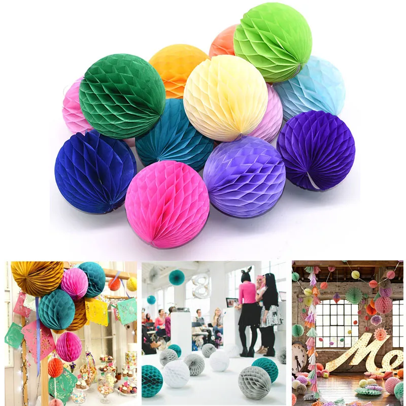 10/15/20cm 5pcs Colorful Honeycomb Balls Tissue Paper Lanterns Craft For Home Party Hanging Decoration Wedding Birthday Supplies | Дом и сад