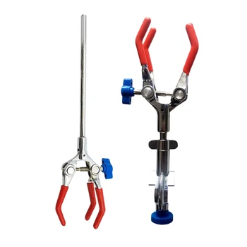 

2x Lab Clamp 3 Prong Finger Style Laboratory 360°Swivel Type Rubber-Coated Head