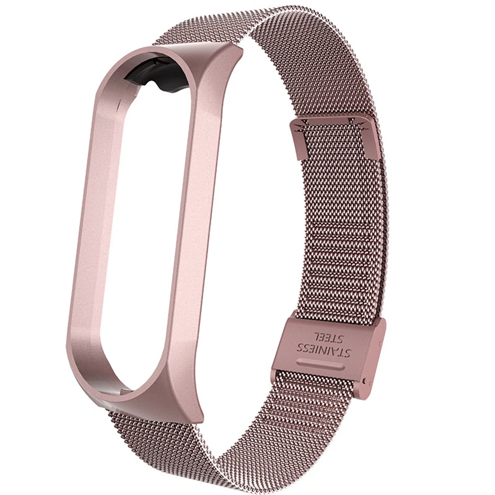 Для Xiaomi mi Band 3 4 металлический ремешок браслет из нержавеющей стали с пряжкой сменный ремешок Смарт часы браслет аксессуары для Xiao mi - Цвет: 04 rose pink