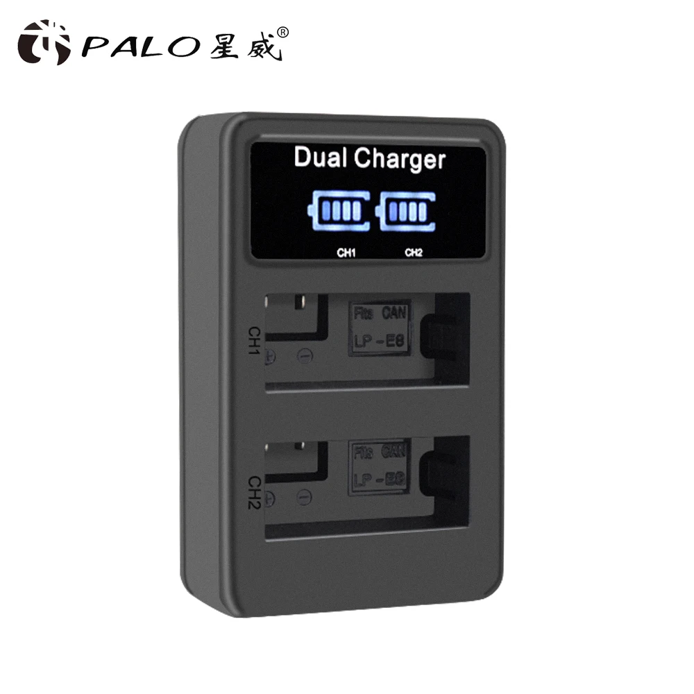Palo 2 шт. LP-E8 LPE8 Батарея мА/ч. Аккумулятор AKKU емкостью 1800 мА/ч+, LCD Dual charger для цифровой однообъективной зеркальной камеры Canon EOS 550D 600D 650D 700D X4 X5 X6i X7i T2i T3i