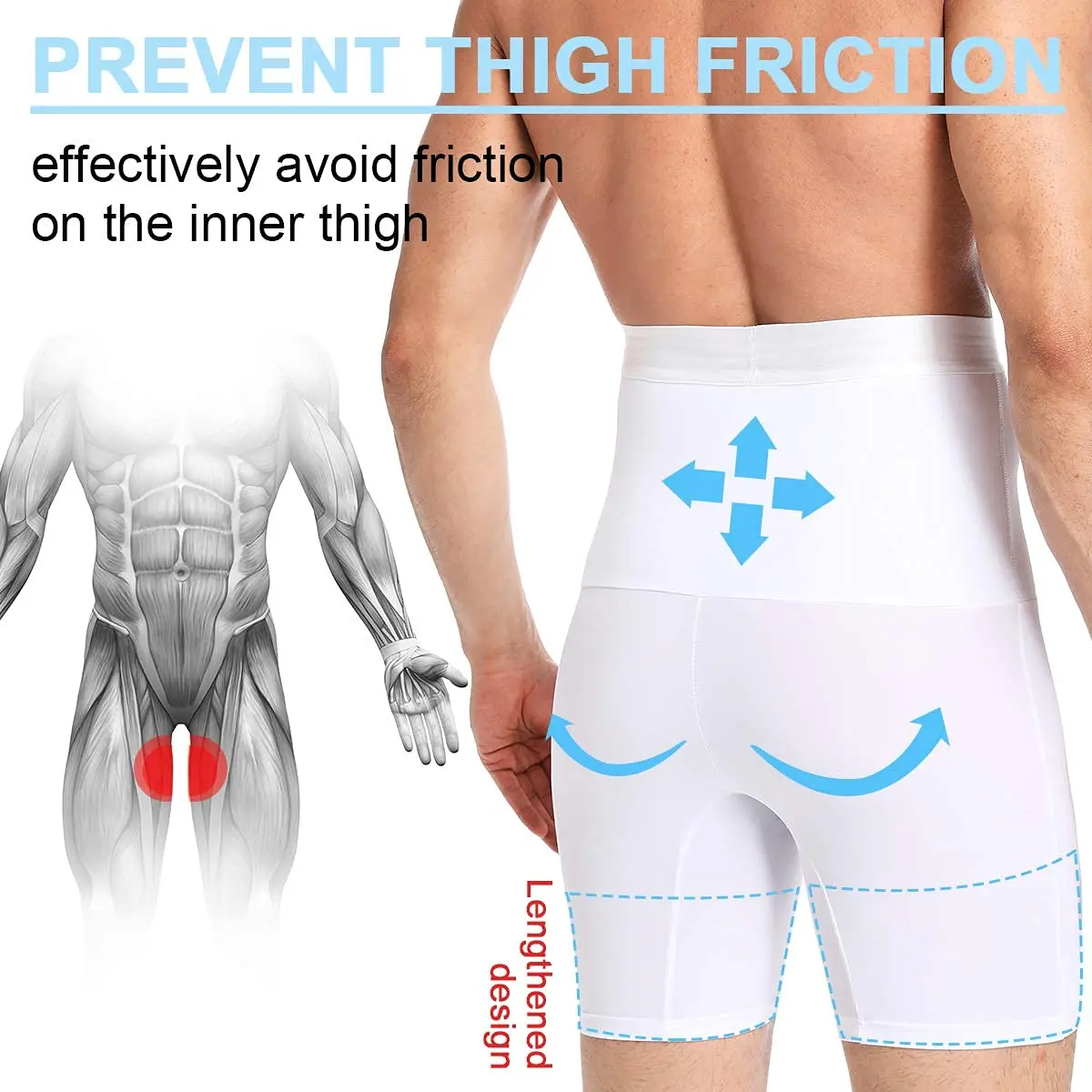 Men's Fitness Tummy Control Shorts High Waist Slimming Compression Underwear Body Shaper Seamless Belly Girdle Boxer Briefs Gym