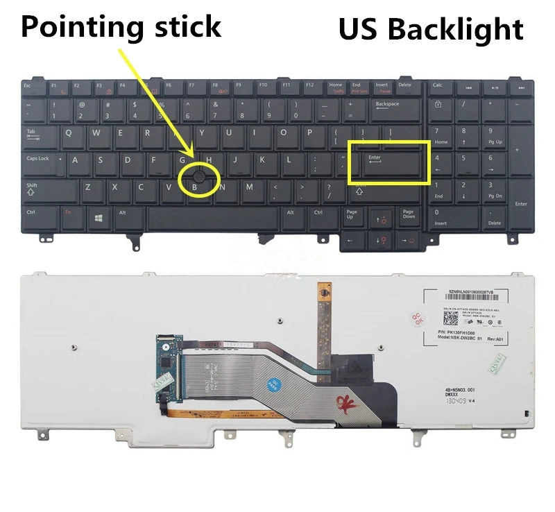 

Laptop/Notebook US/UK w/o Pointing stick Backlight Keyboard For Dell Precision M2800 Latitude E6540