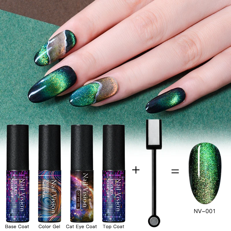 Nail Vision 7D кошачий глаз гель лак для ногтей Vernis Полупостоянный УФ лак для ногтей маникюрный гель для ногтей праймер верхнее покрытие гель лак