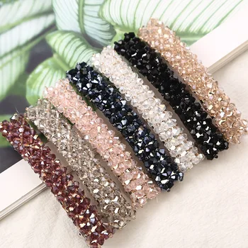 

Korean Flash Diamond Hair Clip Four Rows Of Crystal Fishing Line Braided Edge Clip Flat Spring Clip G1202