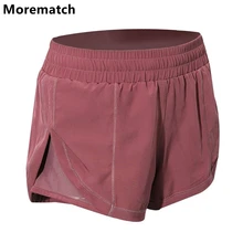 Morematch, женские модные шорты для спортзала, двухслойные, анти-прогулочные, повседневные спортивные шорты, свободные, быстросохнущие, шорты для йоги, размер S-L