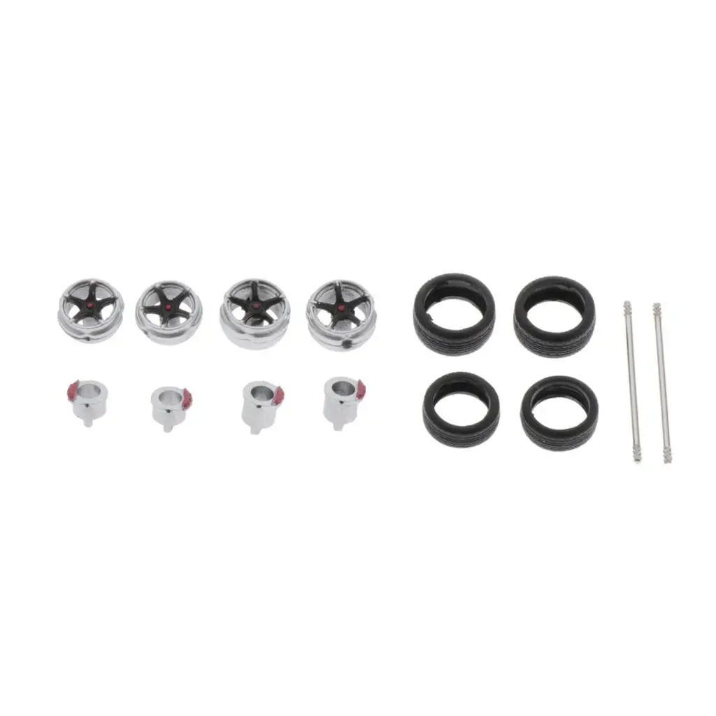 4Pcs 1:64 Model Car Wheel Tire for Tomica Hotwheels Vehicles Spare Parts