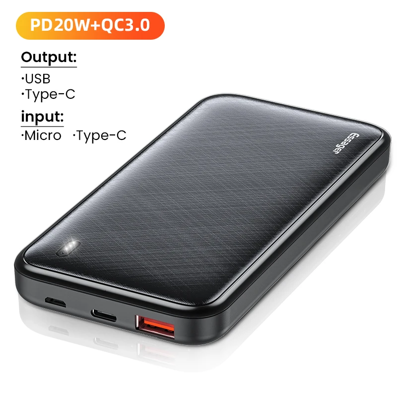 Essager PD 20W 10000mAh Power Bank Portable Charging External Battery Charger 10000 mAh Powerbank For iPhone Xiaomi mi PoverBank best portable power bank Power Bank