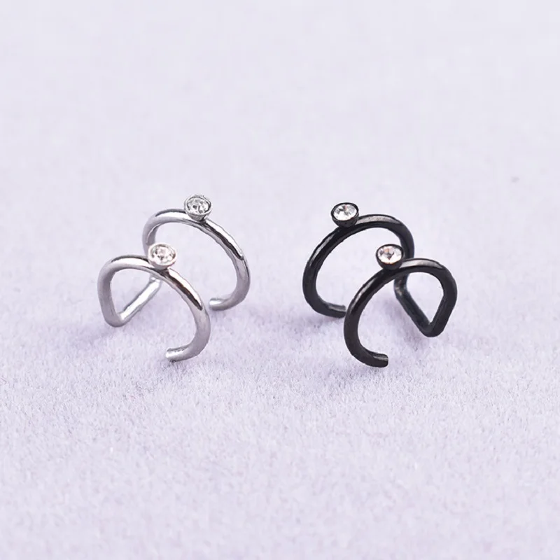Punk Man/Women Stainless Steel Ear Clip Fake Earring Cuff Wrap Earrings No piercing-Clip On Cartilage Wrap Jewelry 1 Piece
