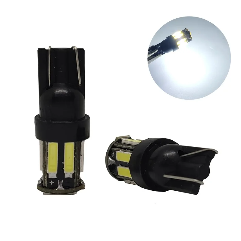 

1pcs Car T10 LED W5W 10SMD 7020 SMD 194 168 Wedge Replacement Reverse Instrument Panel Lamp White Bulbs For Clearance Lights