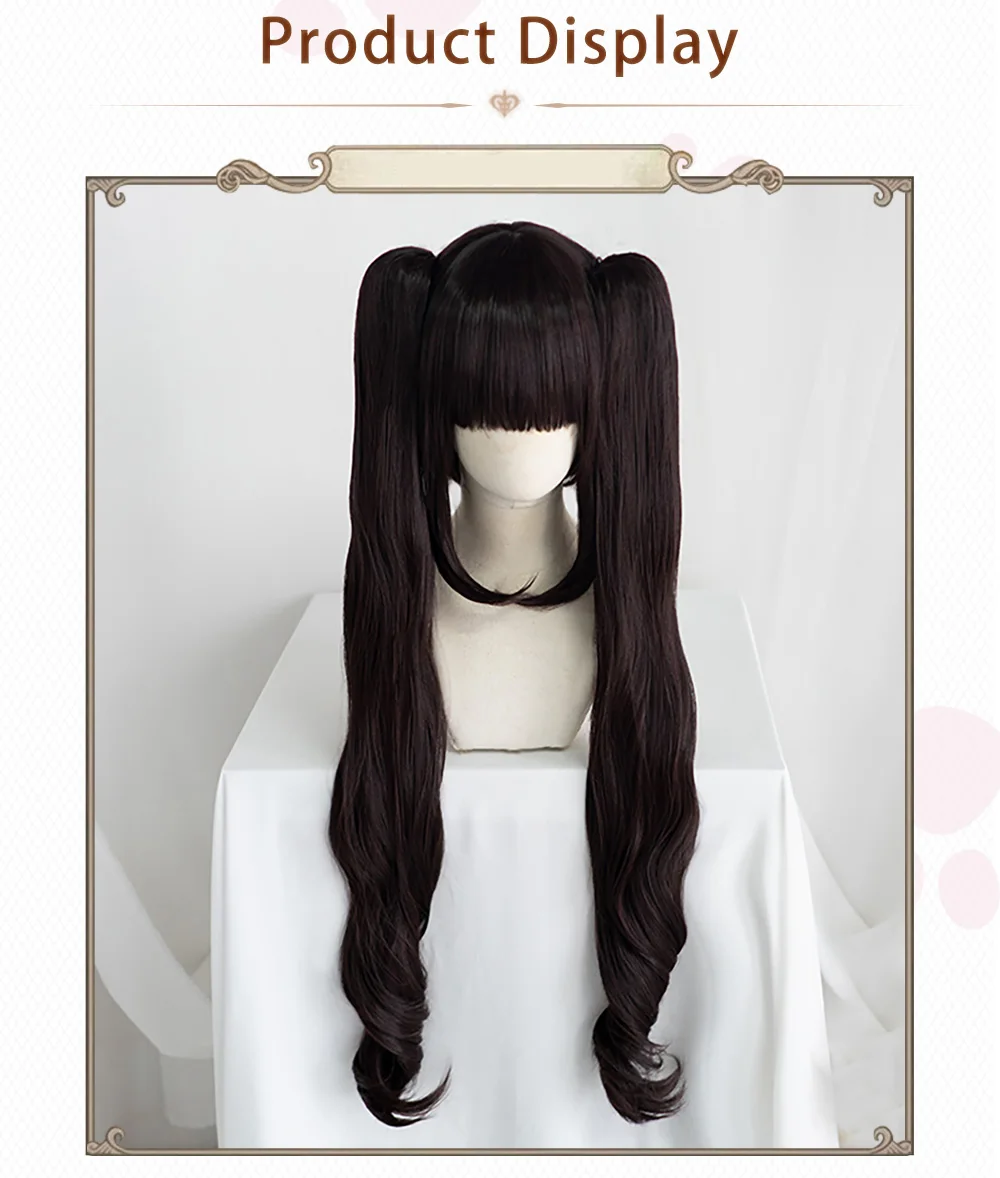 WOWO U Pre-sale Uwowo Nekopara Chocola Chocolate Cosplay Wig 80cm Long Twin-tail Hair Matte Synthetic Heat Resistant Fiber -Zentai shop online