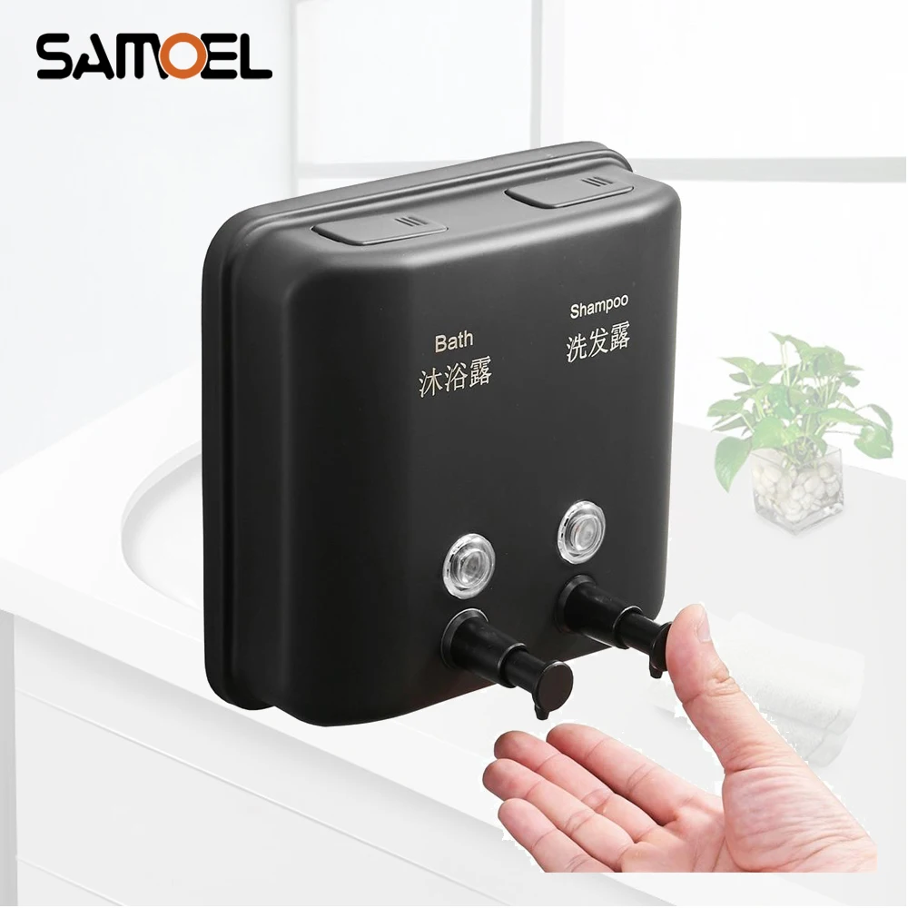 

304 SUS Stainless Steel Matt Black Wall Mount Bathroom Hand Liquid Soap Shampoo Dispenser SD1005