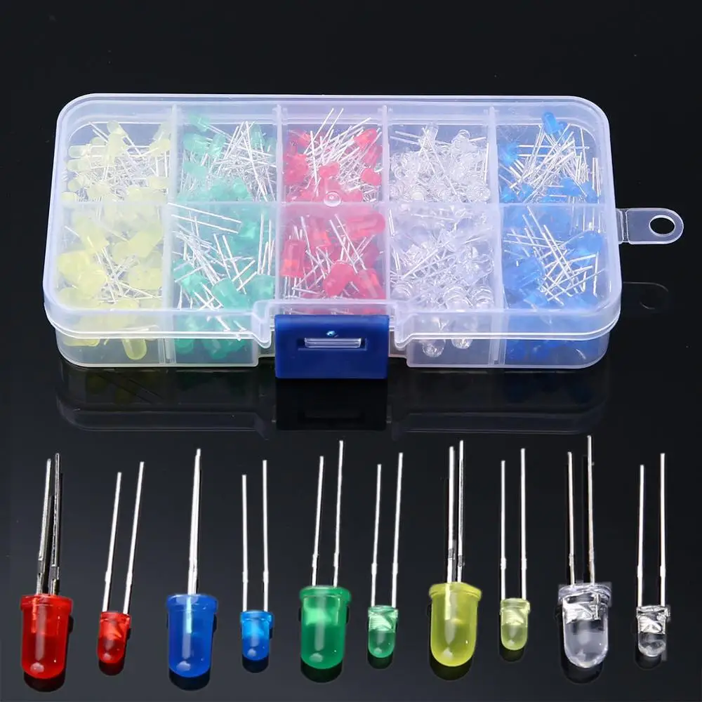 

150pcs 3mm 5mm LED Diode F3 F5 Round Red Blue Green White Yellow Light DIY Emitting Diodes Kit