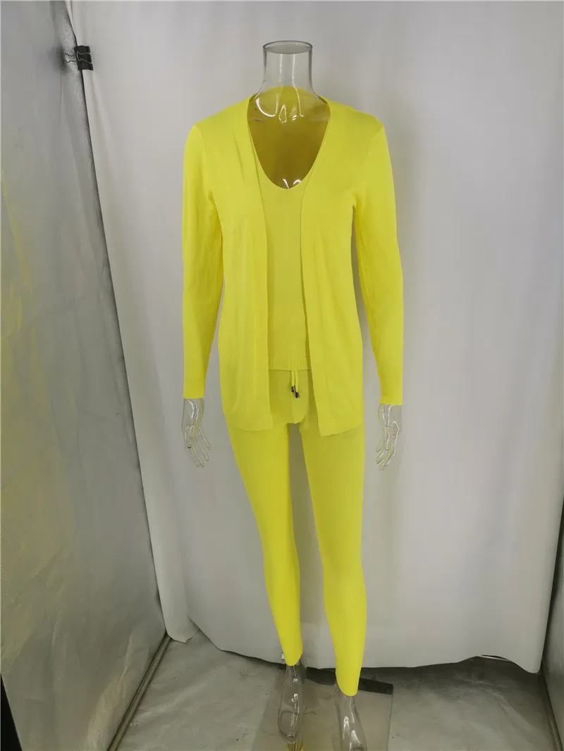 knitted 3 piece women loungewear sets cardigan ladies jumper outfits autumn knit tracksuit woman new casual 3 pcs matching sets