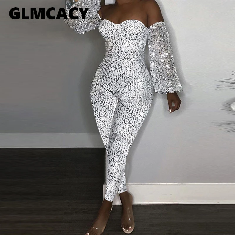

Women Jumpsuit Sequined Sexy Jumpsuit Long Skinny Bling Bling Party Clubwear Long Sleeve Winter Jumpsuits