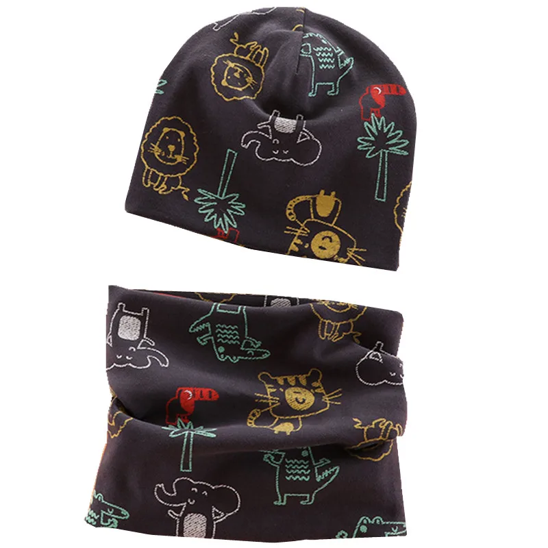 Spring Autumn Winter Children Hat Scarf Set Crochet Baby Hats Girls Boys Caps Kids Skullies Beanies Cartoon Baby Boys Cap