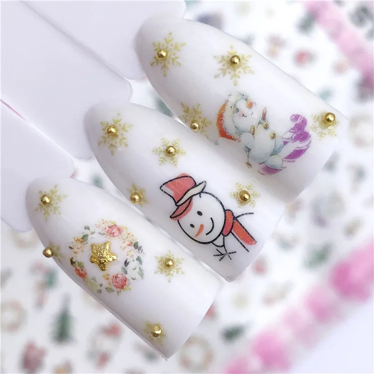 Япония ультратонкая резинка Рождественский Снеговик синяя Снежинка наклейка для ногтей Санта-Клаус Лось наклейка для ногтей