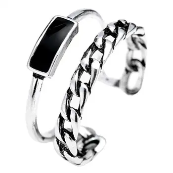 

FFLACELL Female Vintage Twisted Multi-layer Chain Rings For Women Fashion Jewelry Thai Sliver Adjustable Openning Ring