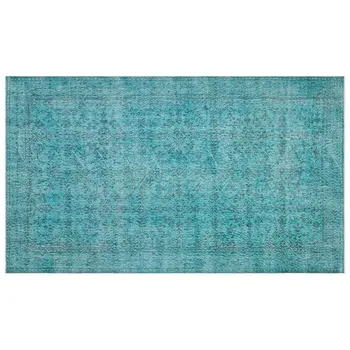 

Handmade Turquoise Vintage Overdyed Turkish Area Rug 159x278 Cm-5'3''X9'1''