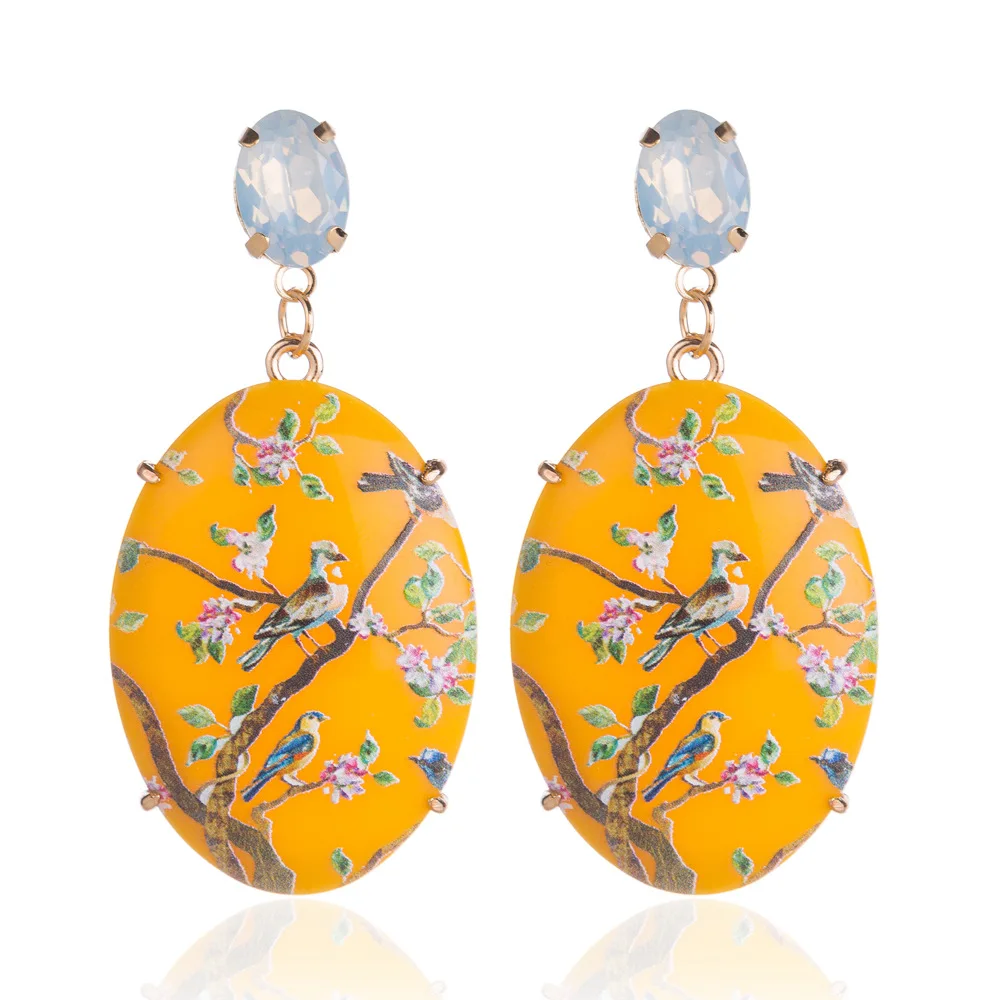 Модные серьги-гвоздики с синим цветком и кристаллами, ювелирные украшения, свадебные очаровательные блестящие старинные богемные серьги для женщин